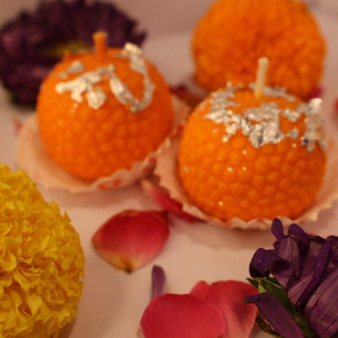 Festive Ladoo Design Candles - Set of 5 in a Box