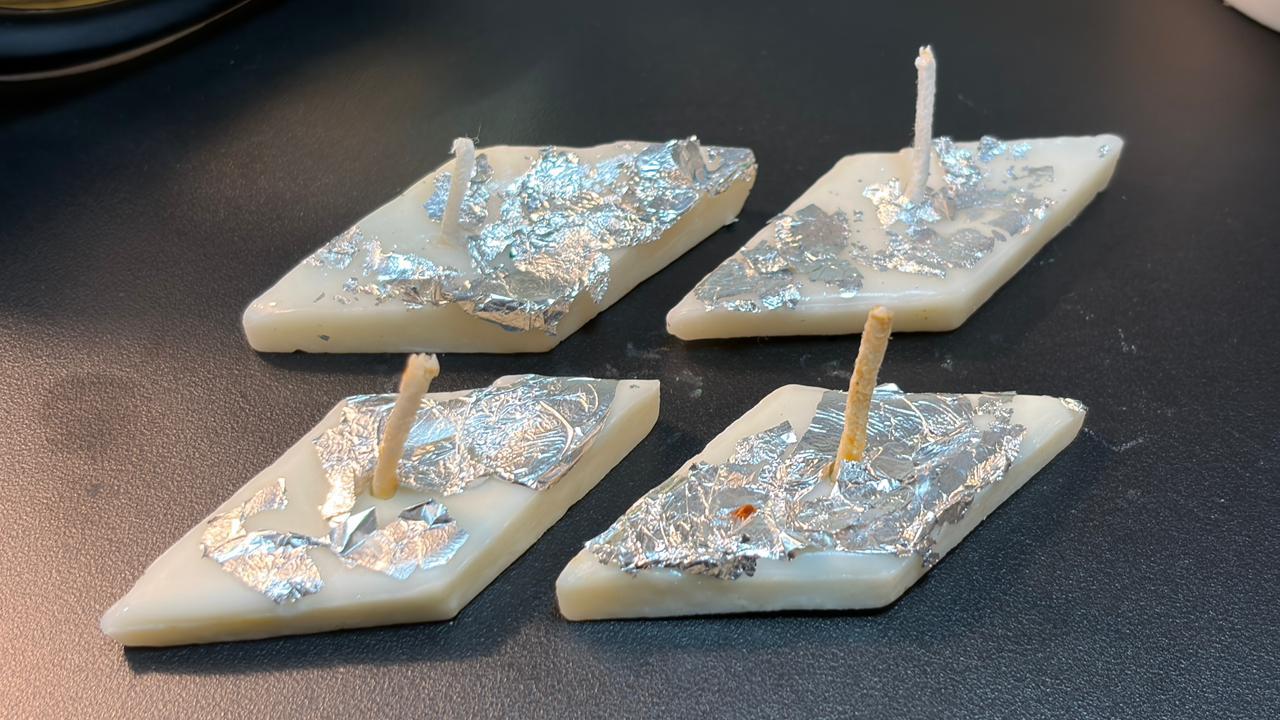 Kaju Katli Shape Candles