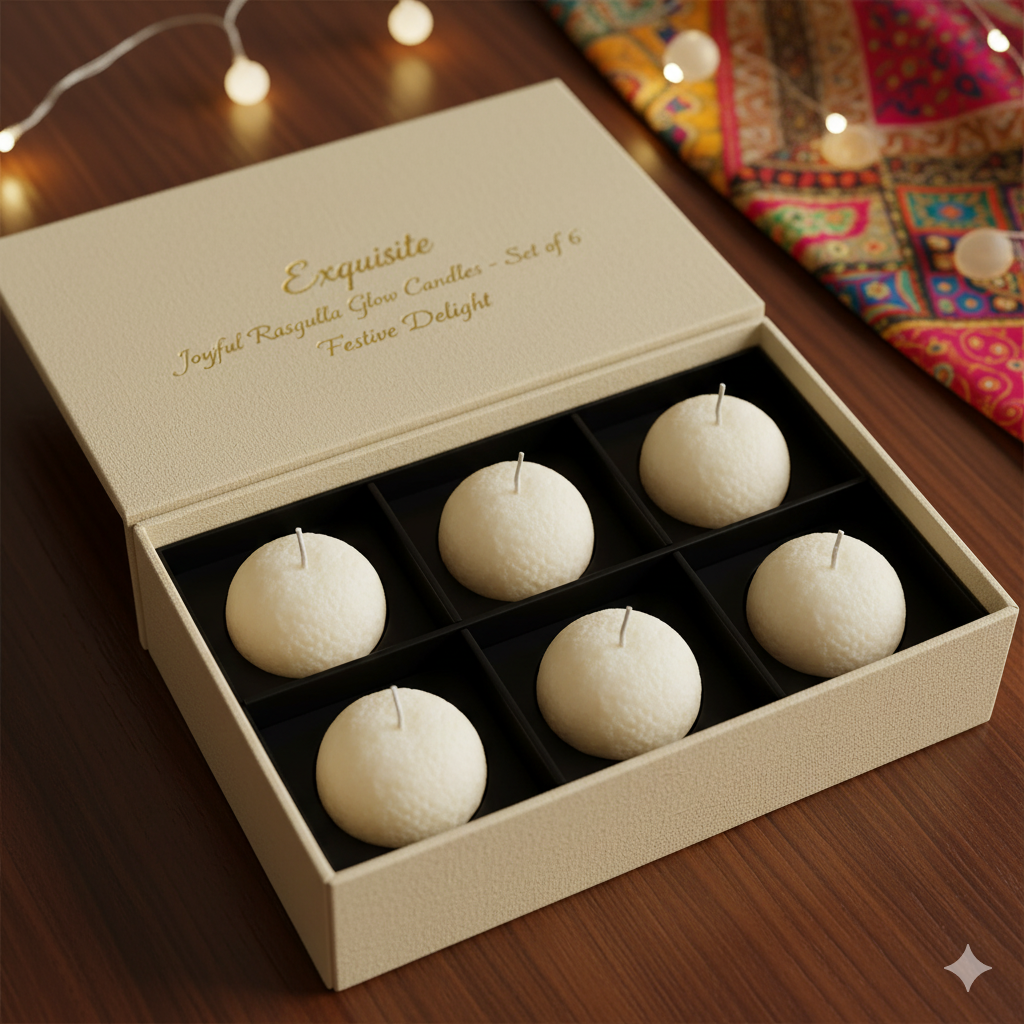 Rasgulla Glow Candles - Set of 6 (Festive Delight)