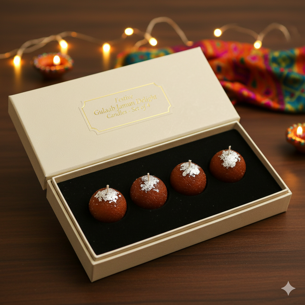 Festive Gulaab Jamun Delight Candles - Set of 6 (Aesthetic & Aroma)
