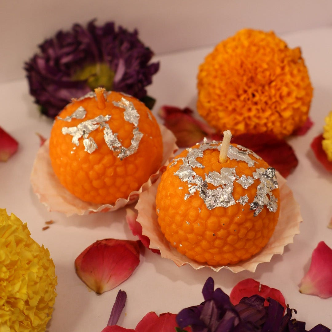 Festive Ladoo Design Candles - Set of 5 in a Box